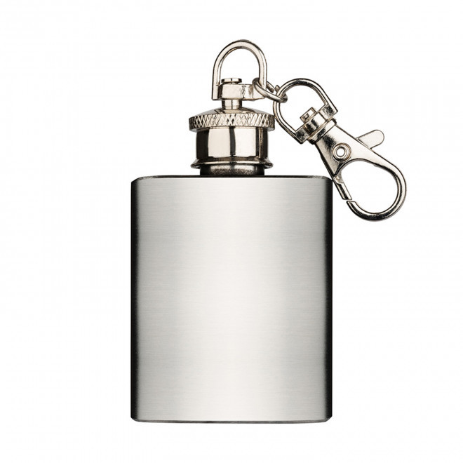 PORTE CLE FLASQUE ACIER PERSONNALISABLE 'GUDYS 28.3 ML' - argenté