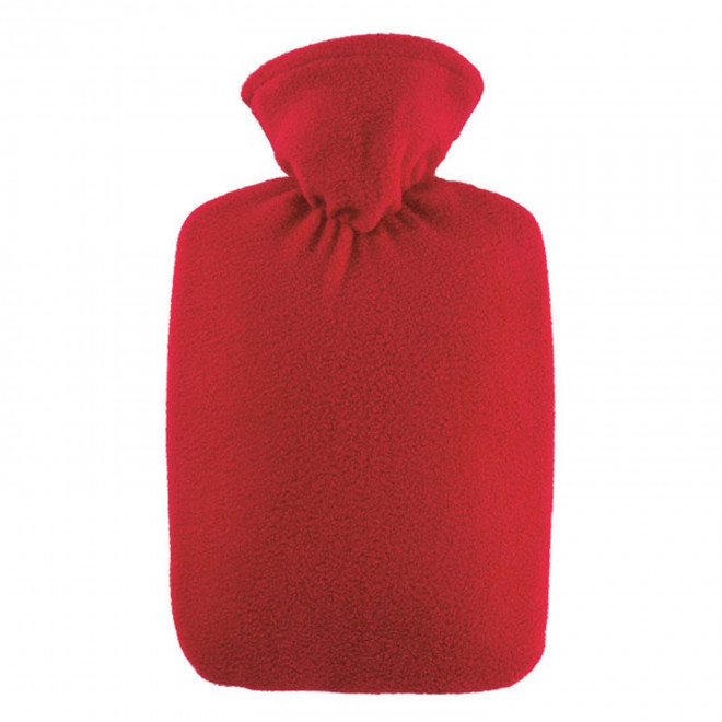 BOUILLOTTE 1.8L HOUSSE POLAIRE PERSONNALISABLE 'CALDA' - rouge