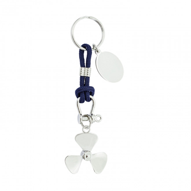 PORTE CLE EN METAL PERSONNALISABLE 'METALO HELICE' - bleu marine