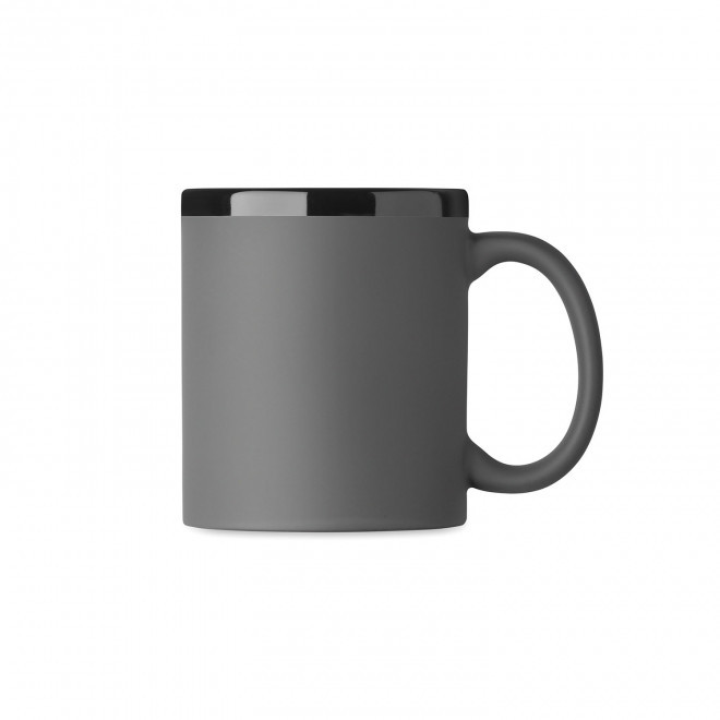 MUG CERAMIQUE PERSONNALISABLE INTERIEUR NOIR 'SOFT COLOR' - gris