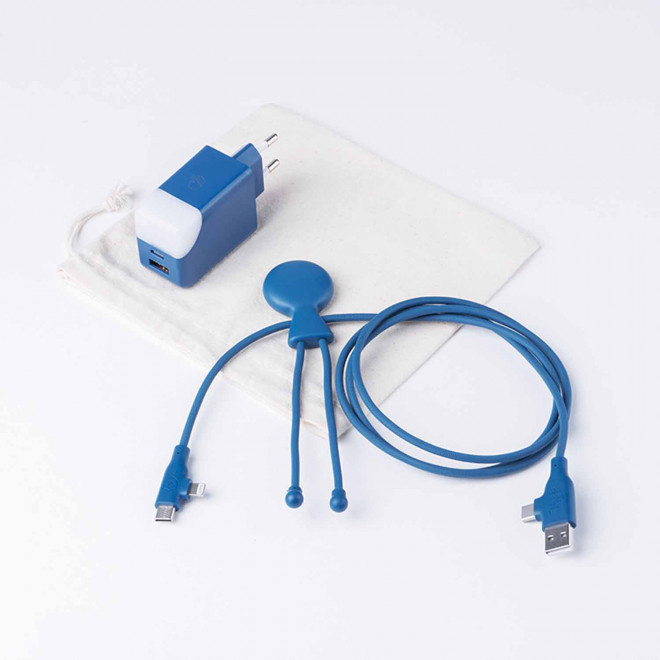 PACK PERSONNALISABLE PRISE ET CABLE 'MOBILITY' - bleu