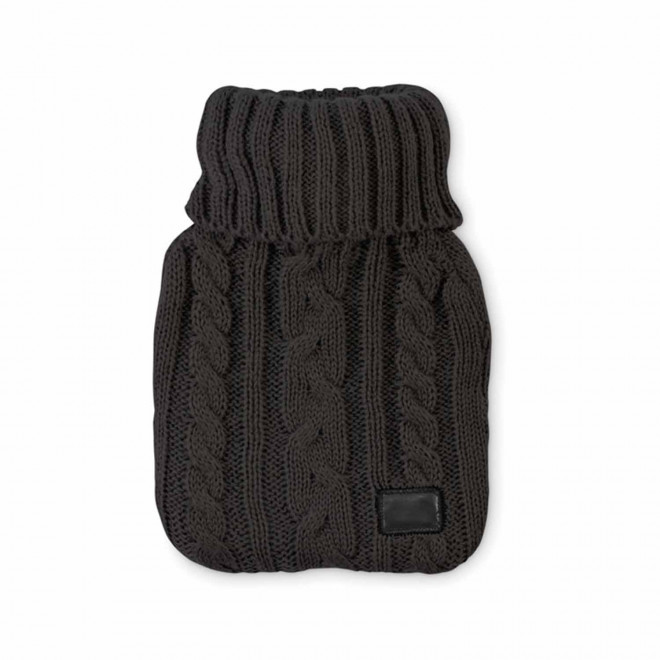 BOUILLOTTE HOUSSE TRICOTE 450ML PERSONNALISABLE 'DOULEY' - noir