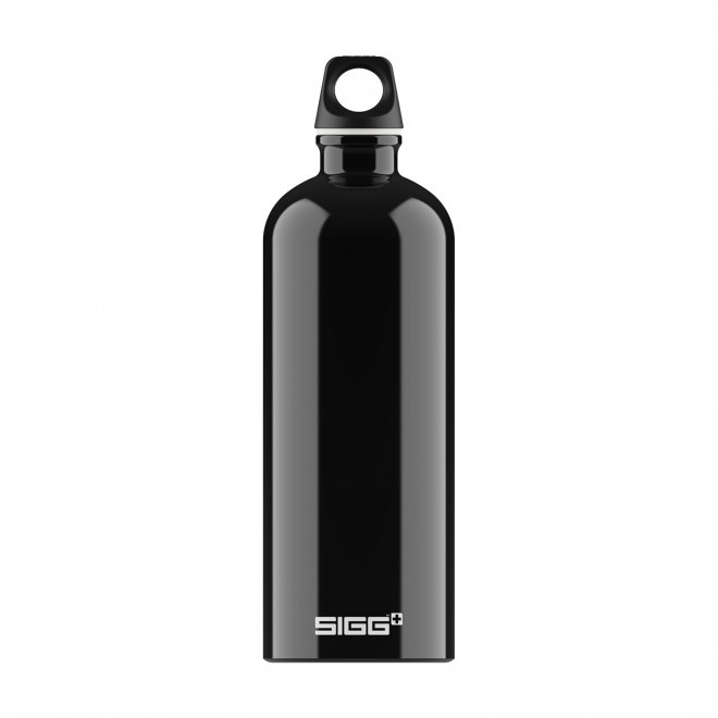 GOURDE EN ALUMINIUM SIGG 1L PERSONNALISABLE 'TRAVELLER' - noir brillant