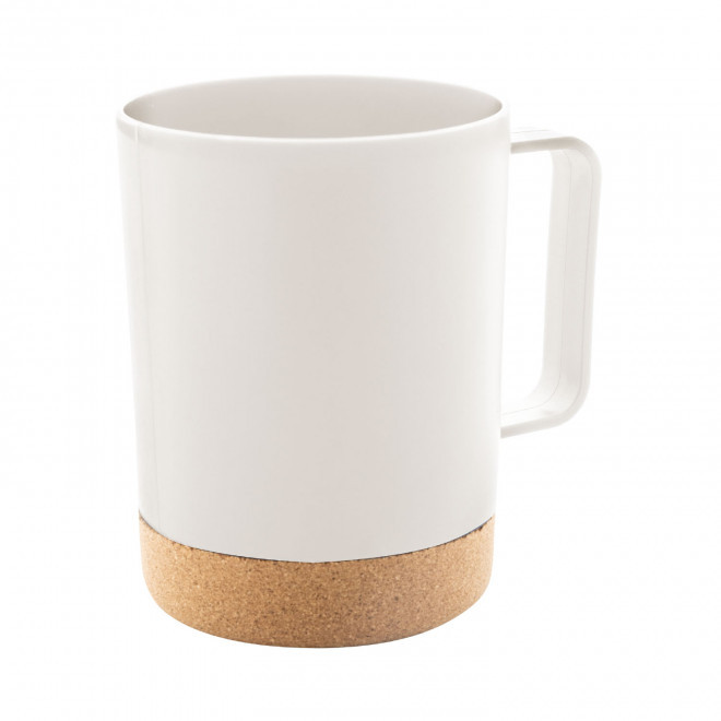 MUG EN PLASTIQUE ET LIEGE 400ML PERSONNALISABLE 'HINDA' - naturel