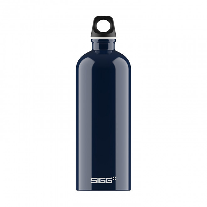 GOURDE EN ALUMINIUM SIGG 1L PERSONNALISABLE 'TRAVELLER' - bleu marine brillant