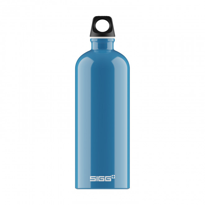 GOURDE EN ALUMINIUM SIGG 1L PERSONNALISABLE 'TRAVELLER' - bleu lagon brillant