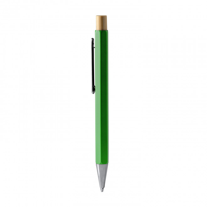 STYLO HEXAGONAL  EN METAL ET BAMBOU PUBLICITAIRE 'CONI' - vert