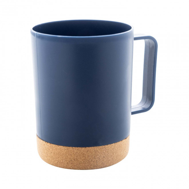 MUG EN PLASTIQUE ET LIEGE 400ML PERSONNALISABLE 'HINDA' - bleu fonce