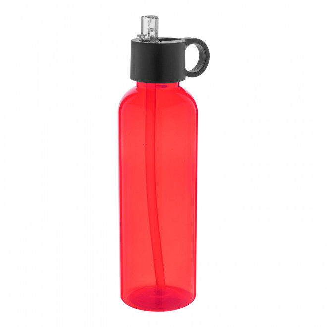GOURDE EN RPET AVEC PAILLE 500ML PERSONNALISABLE 'BAFIT' - rouge