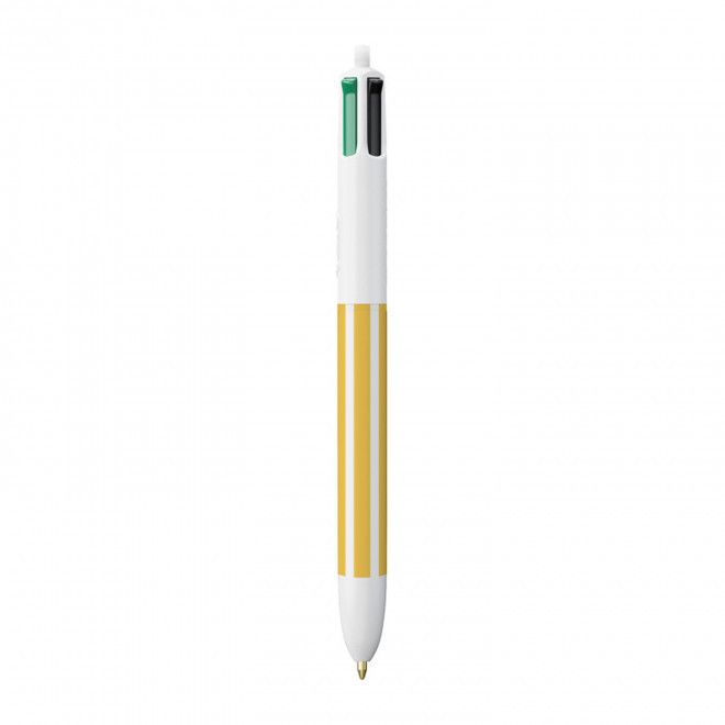 STYLO BIC® PERSONNALISE '4 COULEURS RAYURES' - jaune