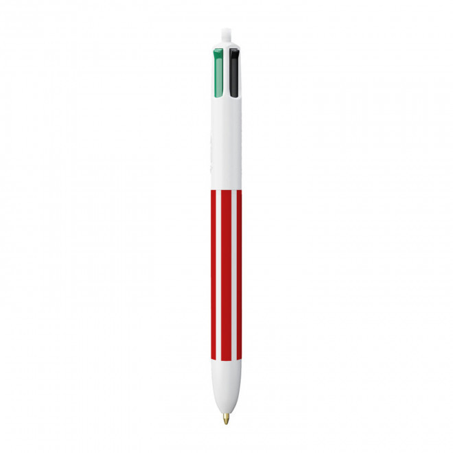 STYLO BIC® PERSONNALISE '4 COULEURS RAYURES' - rouge