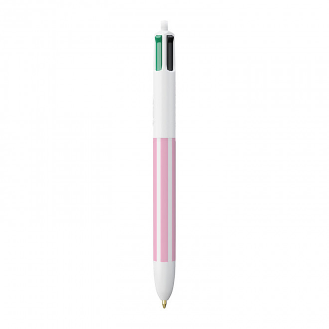 STYLO BIC® PERSONNALISE '4 COULEURS RAYURES' - rose