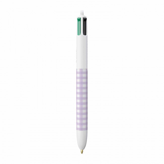 STYLO BIC® PERSONNALISABLE '4 COULEURS VICHY' - violet pastel