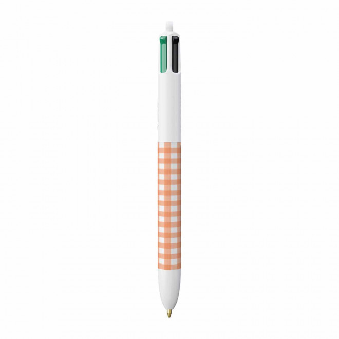 STYLO BIC® PERSONNALISABLE '4 COULEURS VICHY' - orange