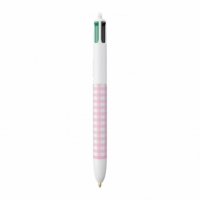 STYLO BIC® PERSONNALISABLE '4 COULEURS VICHY' - rose