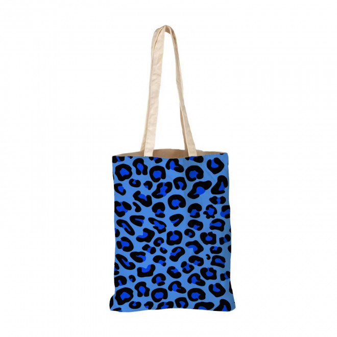 TOTE BAG IMPRESSION LEOPARD PERSONNALISABLE 'TICTOC' - bleu