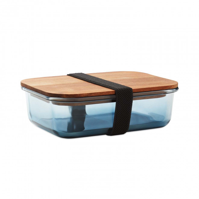 LUNCH BOX PERSONNALISABLE EN VERRE NERVUREE 'BUCATI GLASS' - bleu transparent