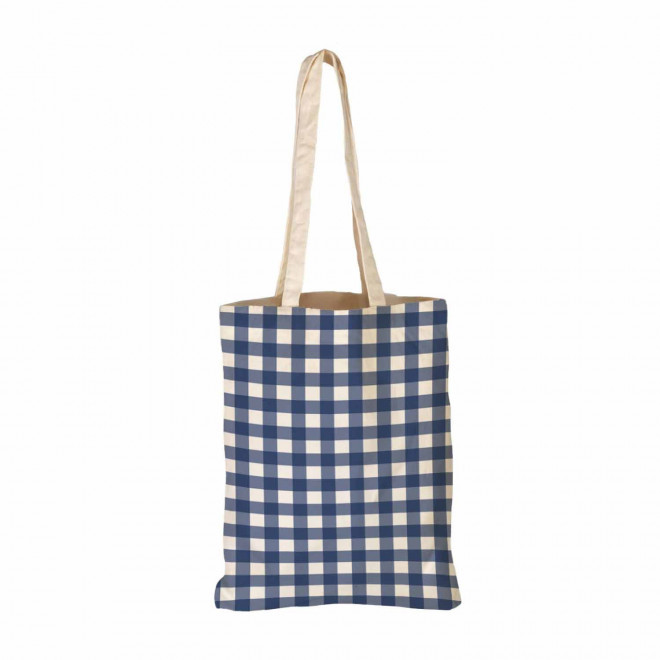TOTE BAG IMPRESSION VICHY PERSONNALISABLE 'TICTOC' - bleu marine