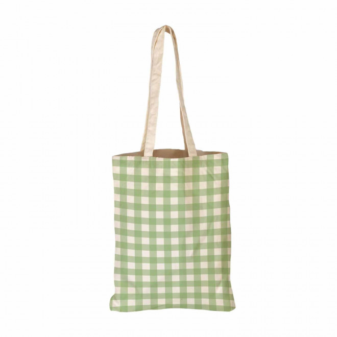 TOTE BAG IMPRESSION VICHY PERSONNALISABLE 'TICTOC' - vert