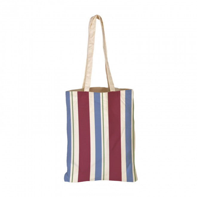 TOTE BAG IMPRESSION GRANDE RAYURE PERSONNALISABLE 'TICTOC' - bordeaux/bleu/vert