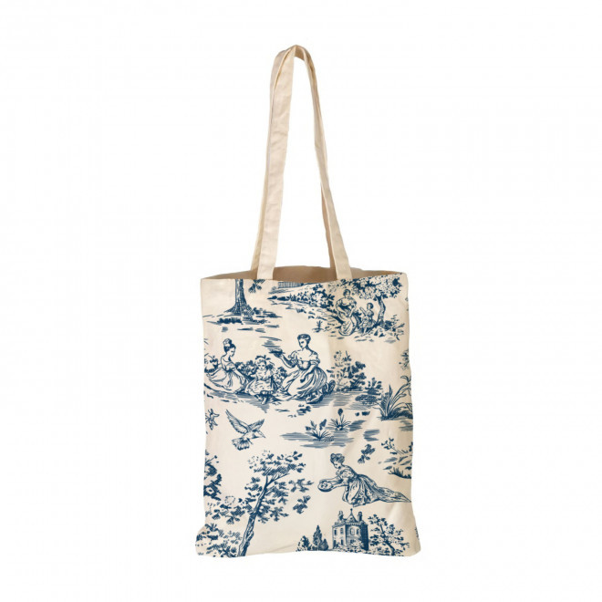 TOTE BAG IMPRESSION TOILE DE JOUY PERSONNALISABLE 'TICTOC' - bleu marine