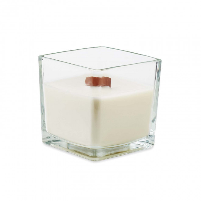 BOUGIE PARFUMEE MECHE BOIS PERSONNALISABLE 'BANILBO M' - transparent