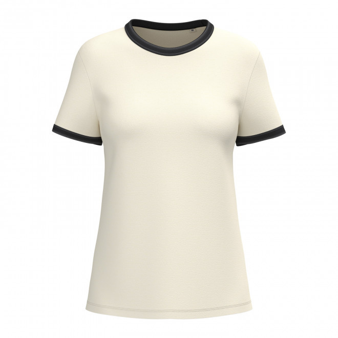 TEE-SHIRT CONTRASTE FEMME PERSONNALISE 'RINGA' - blanc/noir