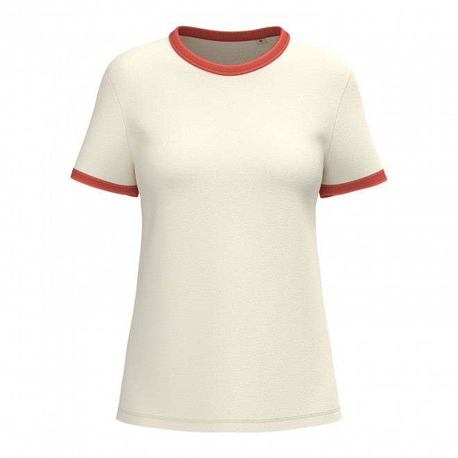 TEE-SHIRT CONTRASTE FEMME PERSONNALISE 'RINGA' - blanc/rouge