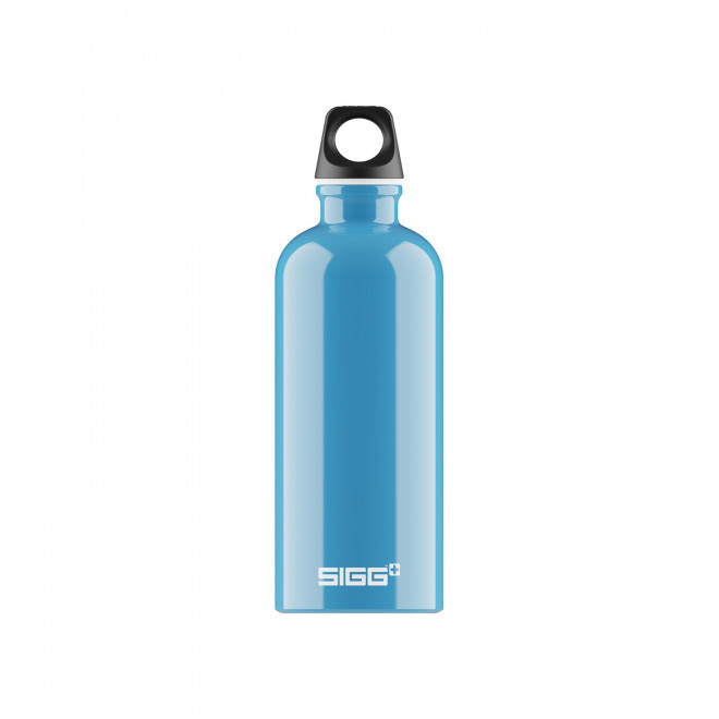 GOURDE EN ALUMINIUM SIGG 600ML PERSONNALISEE 'TRAVELLER' - bleu lagon brillant