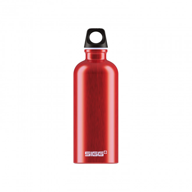 GOURDE EN ALUMINIUM SIGG 600ML PERSONNALISEE 'TRAVELLER' - rouge transparent