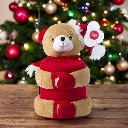 PELUCHE DE NOËL AVEC PLAID POLAIRE PUBLICITAIRE 'JACQUOT'