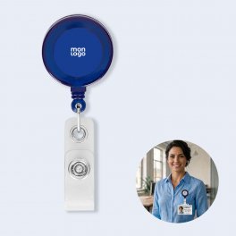 PORTE BADGE DEROULEUR PERSONNALISABLE 'DISTUBI ROND'