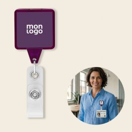 PORTE BADGE DEROULEUR PERSONNALISE 'DISTUBI CARRE'