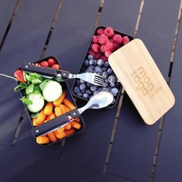 LUNCH BOX PERSONNALISABLE AVEC COUVERCLE EN BAMBOU 'FOOD'