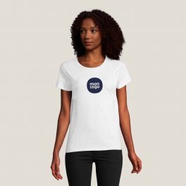 TEE SHIRT PUBLICITAIRE FEMME BIO BLANC 'PIONEER' 175 GR/M²