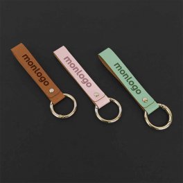 PORTE CLES PUBLICITAIRE AVEC MOUSQUETON EN CUIR RECYCLE 'CLARA' 