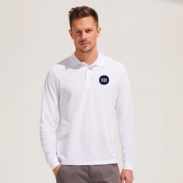 POLO PUBLICITAIRE MIXTE MANCHES LONGUES BLANC 'PRIME LSL'