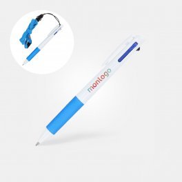 STYLO PERSONNALISABLE 3 COULEURS AVEC LANYARD 'ZORI'
