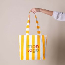 SAC COTON RECYCLE RAYURES PERSONNALISABLE 'SAO'
