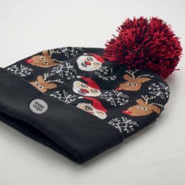 BONNET TRICOTE DE NOEL PUBLICITAIRE 'POMPOM'