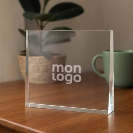 TROPHEE EN VERRE PERSONNALISE 'RECTANGLE SANS SOCLE'