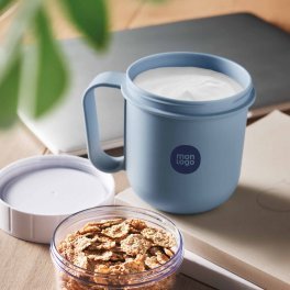 MUG PERSONNALISABLE EN PP AVEC COMPARTIMENT 450ML 'MOUSLI'