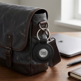 PORTE CLES EN PU ROND PERSONNALISABLE 'ALIXO'
