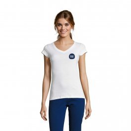 RAPIDE 4J TEE SHIRT FEMME BLANC COL V 'MOON' 