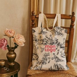 TOTE BAG IMPRESSION TOILE DE JOUY PERSONNALISABLE 'TICTOC'