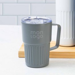 MUG ISOTHERME PERSONNALISE ACIER 470ML 'LUCIO POIGNEE'