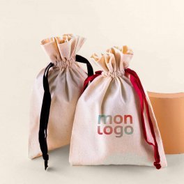 POCHON EN COTON AVEC RUBAN VELOURS PERSONNALISABLE 'TEVOC'