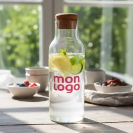 CARAFE PERSONNALISABLE EN VERRE AVEC BOUCHON LIEGE 'JUCY'