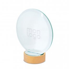 TROPHEE PERSONNALISE EN VERRE ET BOIS 'KAYNA BULLE'