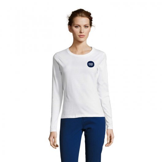 TEE SHIRT PERSONNALISÉ FEMME MANCHES LONGUES 'MAJESTIC' BLANC 150 GR/M²
